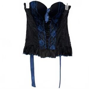 Native Intimates Black and Blue Lace Corset Bustier